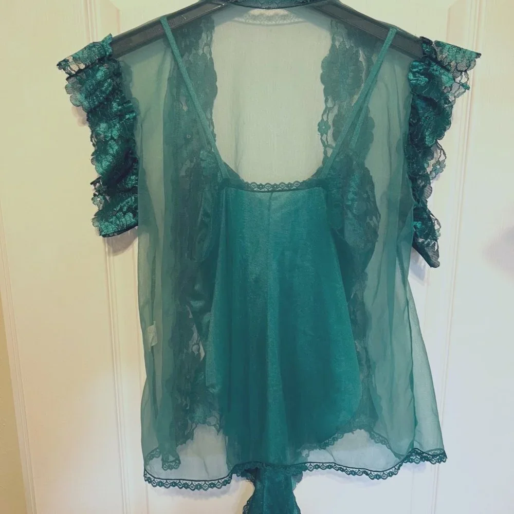 Green 2-Piece Lingerie Set-St. Patrick' Day Surprise-Size Medium-Lace-Sheer-Sexy - Picture 6 of 10
